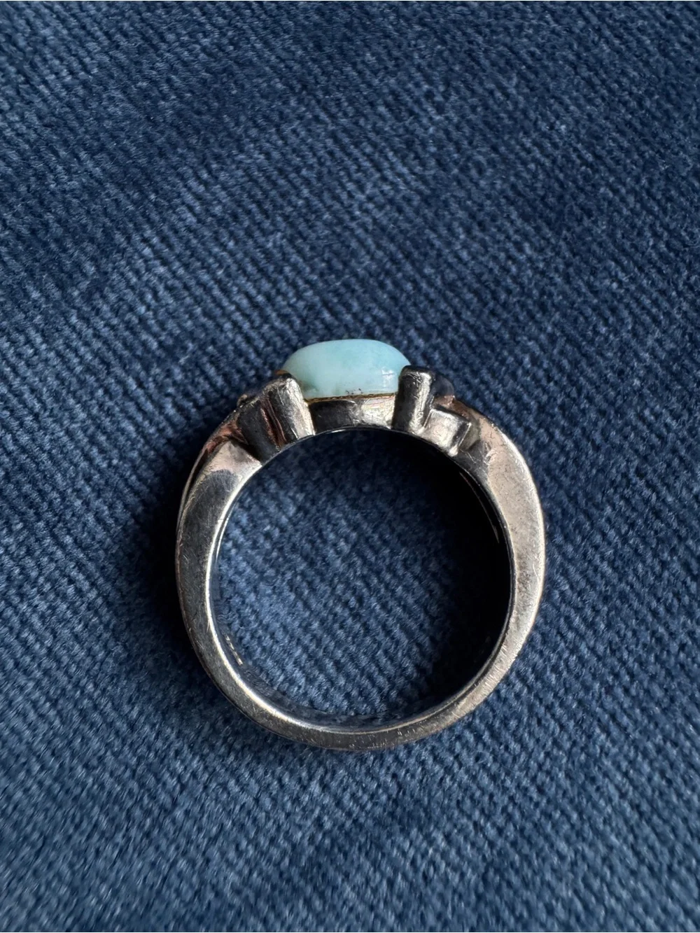925 Sterling Silver Blue Larimar Ring Size 8